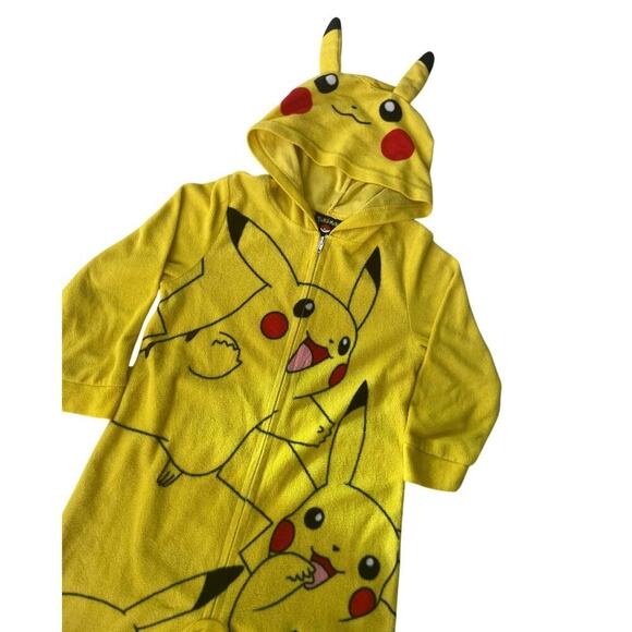 POKÉMON PIKACHU SLEEPWEAR HOODED ROMPER ZIP UP SIZE XS KIDS OFFICIAL KAWAII - Picture 5 of 11